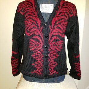 #1003 NWOT RARE Dale Of Norway Black Red Cardigan